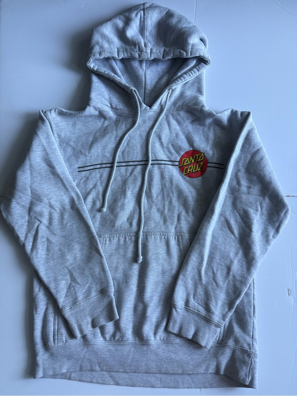 SANTA CRUZ Hoodie SweatShirt Mens Small S Light Gray Pullover Skateboards Logo